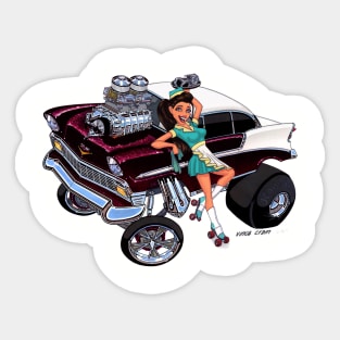 FAST FOOD 1956 chevy GASSER Sticker